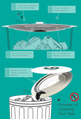 Illustration for article titled This Sneaky Trash Can Lid Lures Flies to Their Death